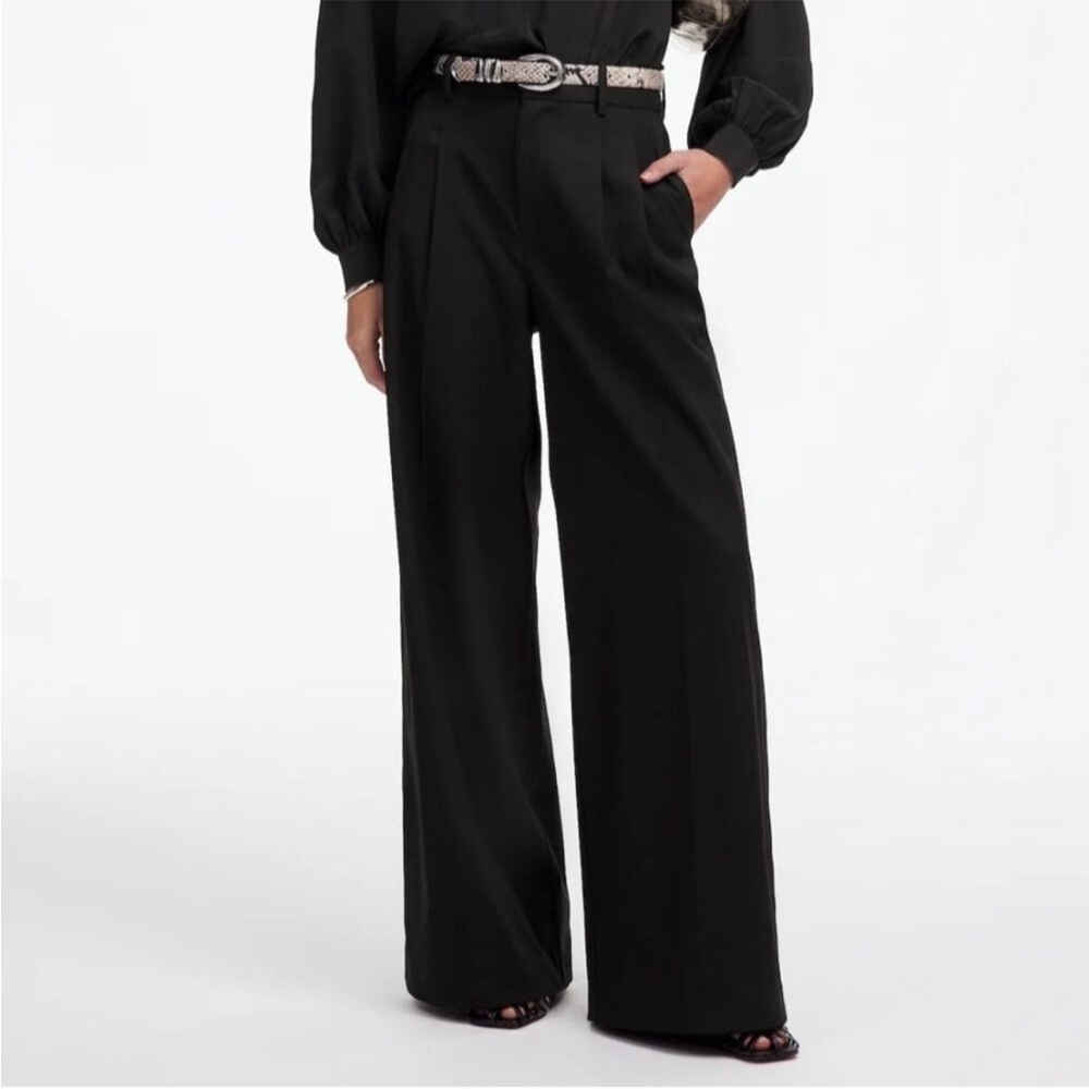 Madewell The Harlow Superwide-Leg‎ Trouser in Brushed Twill Black 2